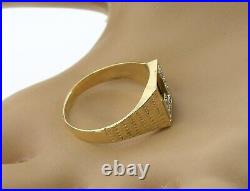 Vintage 14k Solid Yellow Gold Diamond J Letter Signet Mens Ring Size 10 Estate