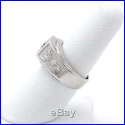 Vintage 14k White Gold Diamond Solitaire Mens Unisex Pinky Ring