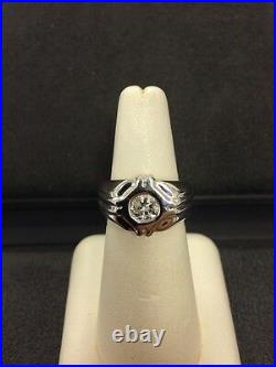 Vintage 14k White Gold Mens Diamond Pinky Ring