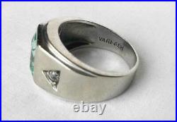 Vintage 14k Wht Gold Vari-Gem Art Deco Mens Color Change Aquamarine Spinel Ring