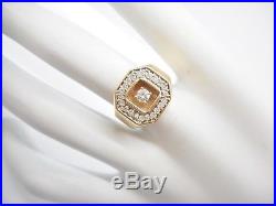 Vintage 14k Yellow Gold. 50 CTW Round Diamond Men's Band Ring #4019