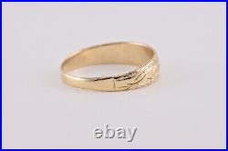 Vintage 14k Yellow Gold 5.7mm Carved Tapered Band Ring Sz 11