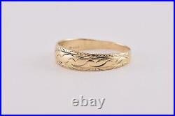Vintage 14k Yellow Gold 5.7mm Carved Tapered Band Ring Sz 11