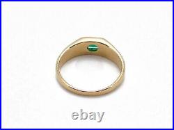 Vintage 14k Yellow Gold 7mm Emerald & Diamond Mens Band Ring 6.5g i4947