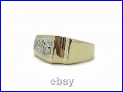 Vintage 14k Yellow Gold 9mm Natural. 20ctw Diamond Mens Pinky Ring 5.8g i5561