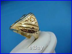 Vintage 14k Yellow Gold Heavy 21.6 Grams Julius Caesar Head Men's Diamond Ring