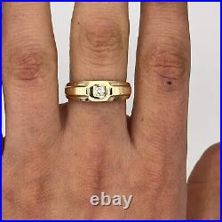 Vintage 14k Yellow Gold Men's. 10ct Round Diamond Band Ring Size 10.25