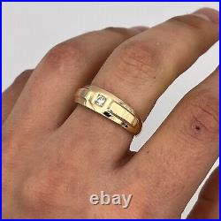 Vintage 14k Yellow Gold Men's. 10ct Round Diamond Band Ring Size 10.25