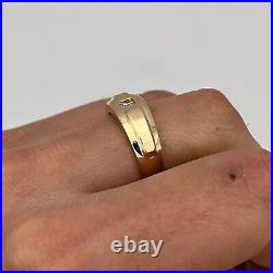 Vintage 14k Yellow Gold Men's. 10ct Round Diamond Band Ring Size 10.25