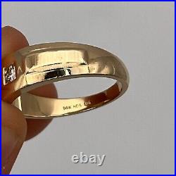 Vintage 14k Yellow Gold Men's. 10ct Round Diamond Band Ring Size 10.25