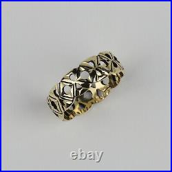 Vintage 14k Yellow Gold Men's Cutout Design Wide Band Ring Size 10