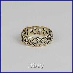 Vintage 14k Yellow Gold Men's Cutout Design Wide Band Ring Size 10