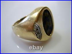 Vintage 14k Yellow Gold Men's Diamond Signet Ring Size 9.25
