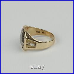 Vintage 14k Yellow Gold Men's Freemason Band Ring Size 10