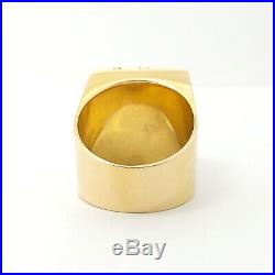 Vintage 14k Yellow Gold Mens Crest Signet Ring Handmade Large Statement Piece