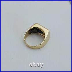 Vintage 14k Yellow Gold Mens Diamond & Black Star Sapphire Nugget Ring Size 8.75