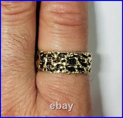 Vintage 14k Yellow Gold Nugget Texture Eternity Band Ring Size 10 3/4