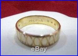 Vintage 14k Yellow Gold Pfg Men's Etched Wedding Band Ring Size 11.25