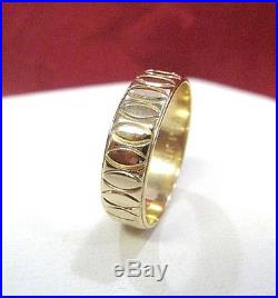 Vintage 14k Yellow Gold Pfg Men's Etched Wedding Band Ring Size 11.25