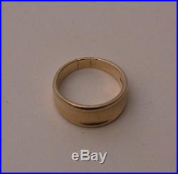 Vintage 14k Yellow Gold TESTED Size 8.25 MODERNIST 3-8mm Mens Womens Unisex Ring