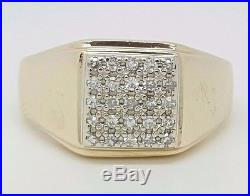 Vintage 14k solid yellow gold 0.15ct natural diamond mens ring 13.1Grams size 10