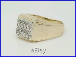 Vintage 14k solid yellow gold 0.15ct natural diamond mens ring 13.1Grams size 10