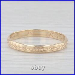 Vintage 18K Yellow Gold Engraved Floral Pattern Wedding Band Size 13.25 Ring