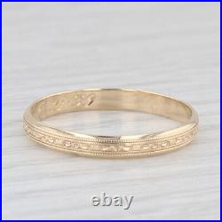 Vintage 18K Yellow Gold Engraved Floral Pattern Wedding Band Size 13.25 Ring