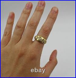 Vintage 18K Yellow Gold Men's Diamond Ring Watch Band Shank Size 8.5