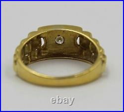 Vintage 18K Yellow Gold Men's Diamond Ring Watch Band Shank Size 8.5