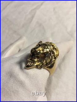 Vintage 18K Yellow Gold Over Lion Head Leo Men's Ring in Free Sizable 8 to 16