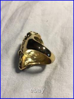 Vintage 18K Yellow Gold Over Lion Head Leo Men's Ring in Free Sizable 8 to 16