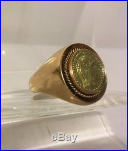 Vintage 18K Yellow Gold ROMAN COIN Men's Signet Ring 7.5g size 8.75