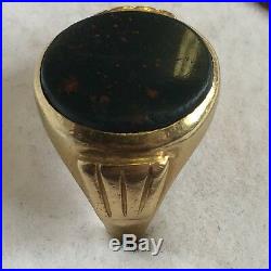 Vintage 18ct Yellow Gold Men's Bloodstone Pinky Signet Ring Size K