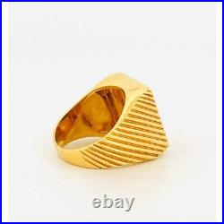 Vintage 18k Yellow Gold Men's Signet Ring with Striking Lapis Lazuli Square Face