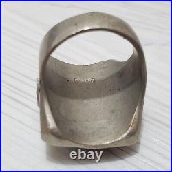 Vintage 1940 Mens Mexican Biker Ring Aztec Mayan Chief 33g Stamped MEXICO 10.25