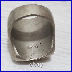 Vintage 1940 Mens Mexican Biker Ring Aztec Mayan Chief 33g Stamped MEXICO 10.25