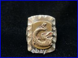 Vintage 1940's/50's Mexican Lucky Dragon Biker Ring #1 Heavy 45g Sz 10.5