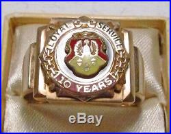 Vintage 1940s Oldsmobile 10K Gold Loyal Service 10 Years Award Mens Ring Sz 12.5