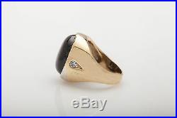 Vintage 1950 $12,000 25ct Natural STAR Brown Sapphire Diamond 14k Gold Mens Ring