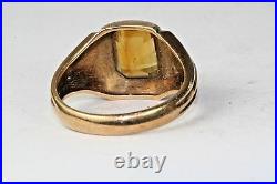 Vintage 1950's 10k Gold Yellow Faux Citrine Mens Ring Size 10