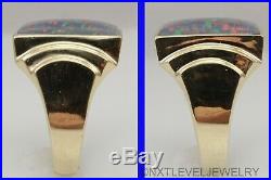 Vintage 1950's LARGE RAINBOW RARE Natural BLACK Opal 10k Solid Gold Men's Ring