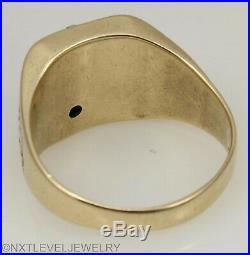 Vintage 1950's Masonic Symbol Set in Natural Turquoise 10k Solid Gold Men's Ring