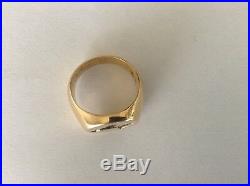 Vintage 1950s 14K Yellow Gold Men's Ring withEngraved Horse's Head size 8.75 18.4g