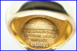 Vintage 1960s 14k Yellow Gold FBI 10 Year Service Award Mens Ring Size 8.75