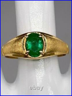 Vintage 1960s $4000 2ct AAA+++ Colombian Emerald 10k Yellow Gold Mens Ring Band
