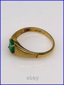 Vintage 1960s $4000 2ct AAA+++ Colombian Emerald 10k Yellow Gold Mens Ring Band