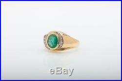 Vintage 1960s $4000 3ct Colombian Emerald Diamond 10k Yellow Gold Mens Ring
