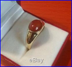 Vintage 1970s 14k Solid Yellow Gold Young Men's Carnelian Ring Sz. 11 W 3.8 gram