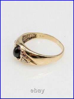 Vintage 1970s 1ct Natural Brown Star Sapphire Diamond 10k Yellow Gold Mens Ring